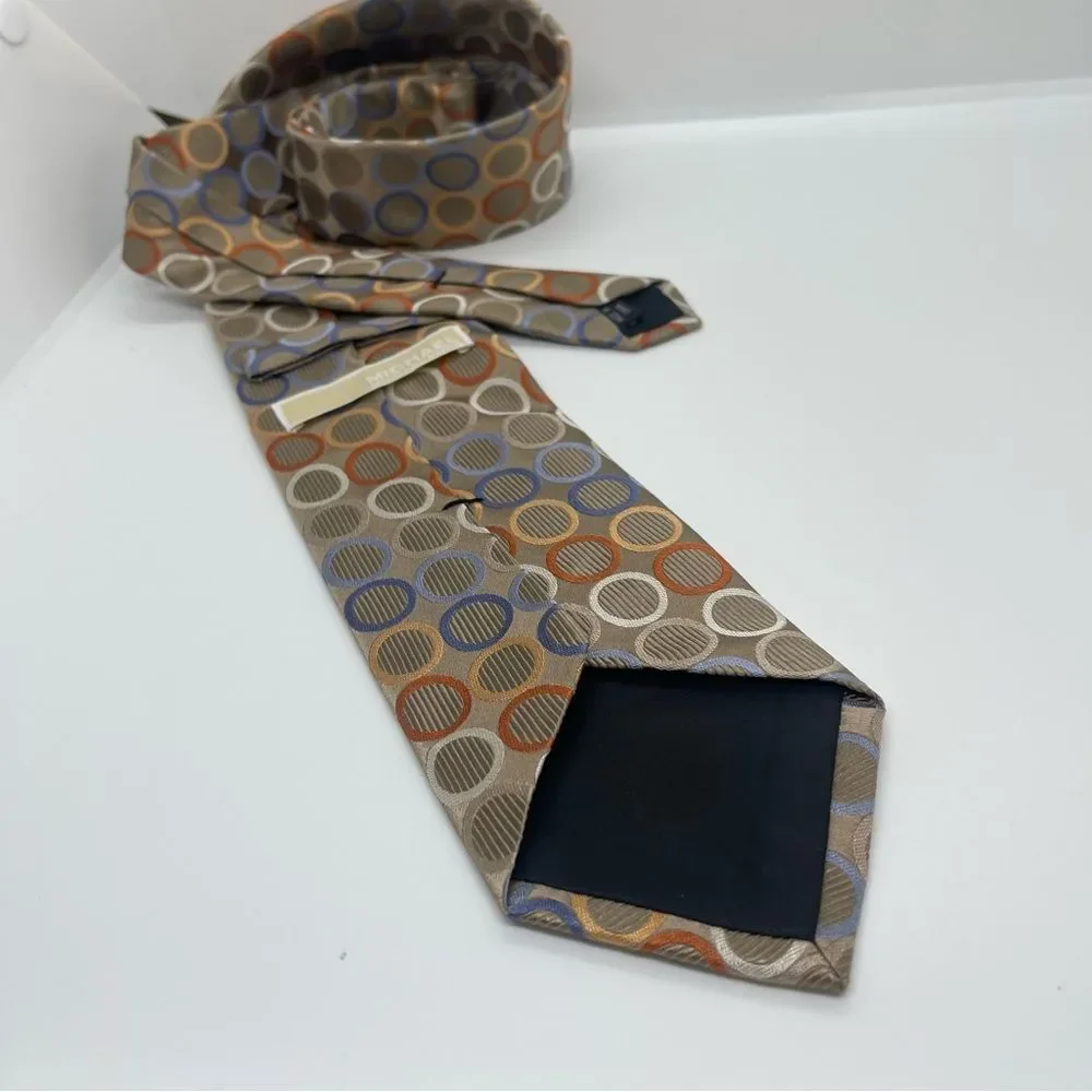 Michael Kors Gold Orange Polka Dot Silk Necktie NWOT Office Career